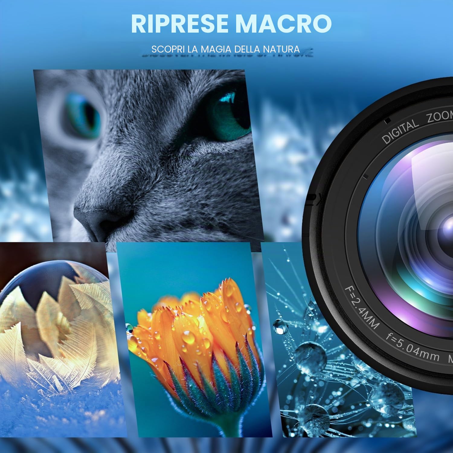 Fotocamera digitale 4K per Fotografia e Video, 56MP Vlogging Camera per YouTube con Schermo Flip 180°, 52mm grandangolare e obiettivo macro, 18X Zoom digitale, 2 batterie, 32GB TF Card