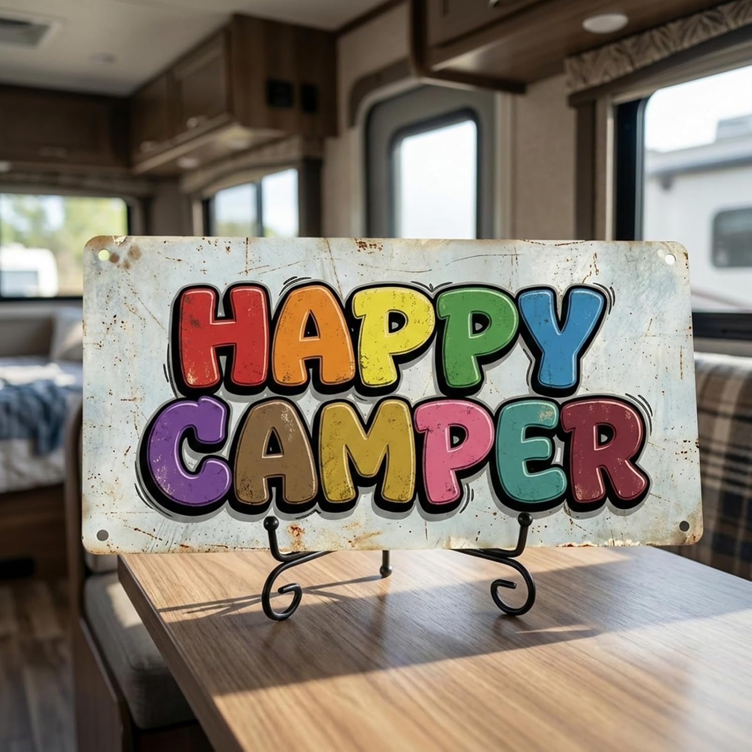 Campervan Accessories Retro Metal Sign - A Must-Have for Happy Camper and Outdoor Decor, Suitable for Camping and Patios 12x6 inch image 2