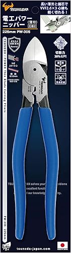 Miniatura 6 de TSUNODA, Alicates de corte de alto apalancamiento de hoja fina PW-305, con crimpadora, 9 pulgadas