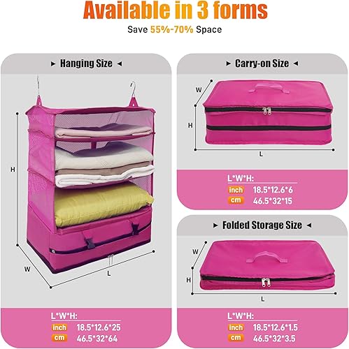 Miniatura 2 de Bolsa de viaje portátil para colgar, organizador de cubo de embalaje de viaje, armario de mano de gran capacidad, almacenamiento plegable para