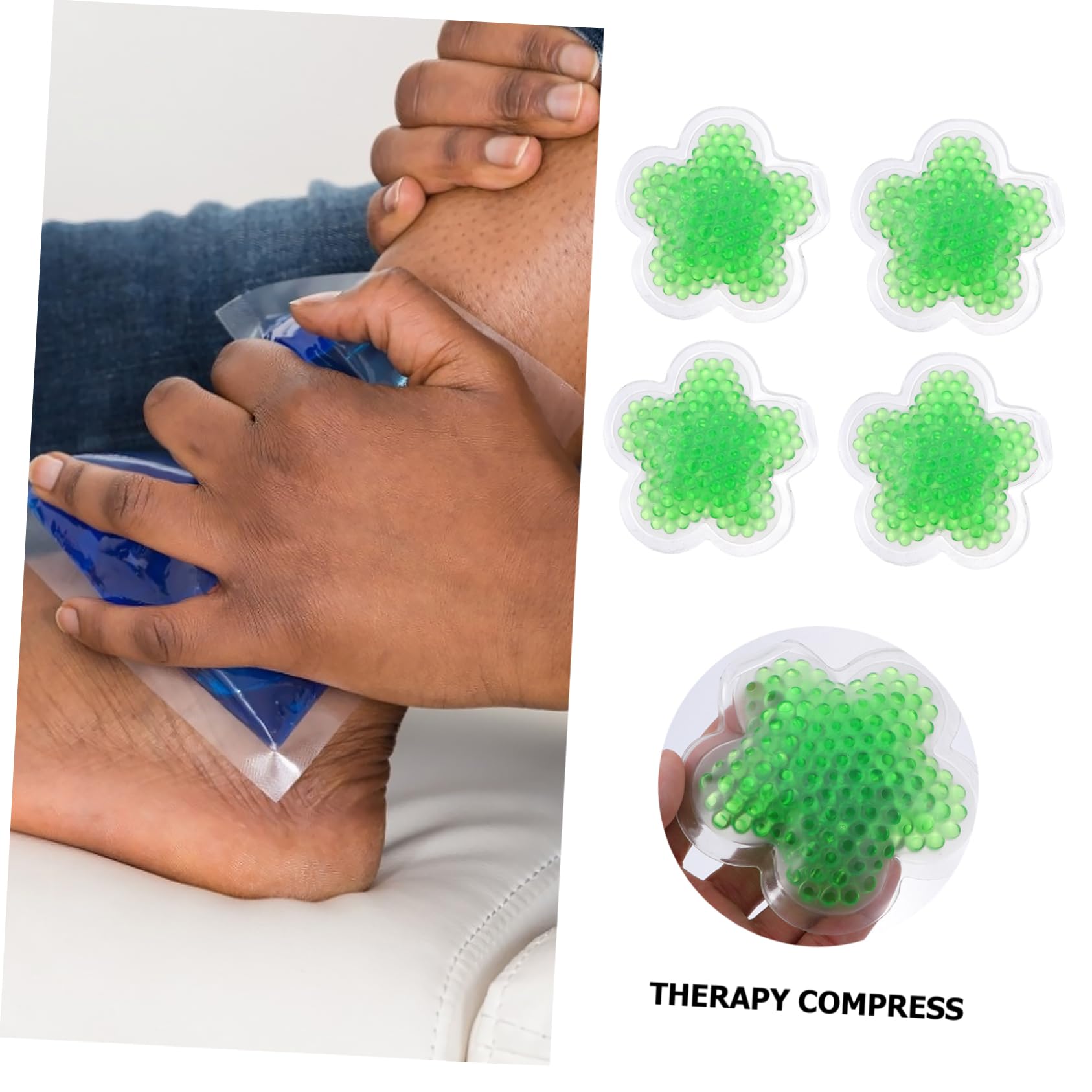 Ice Pack Gel Verde 4 Pezzi in Pvc per Primo Soccorso | Riutilizzabile e Lavabile, Impacco Caldo-freddo Funzione Scaldamani, Formato Compatto