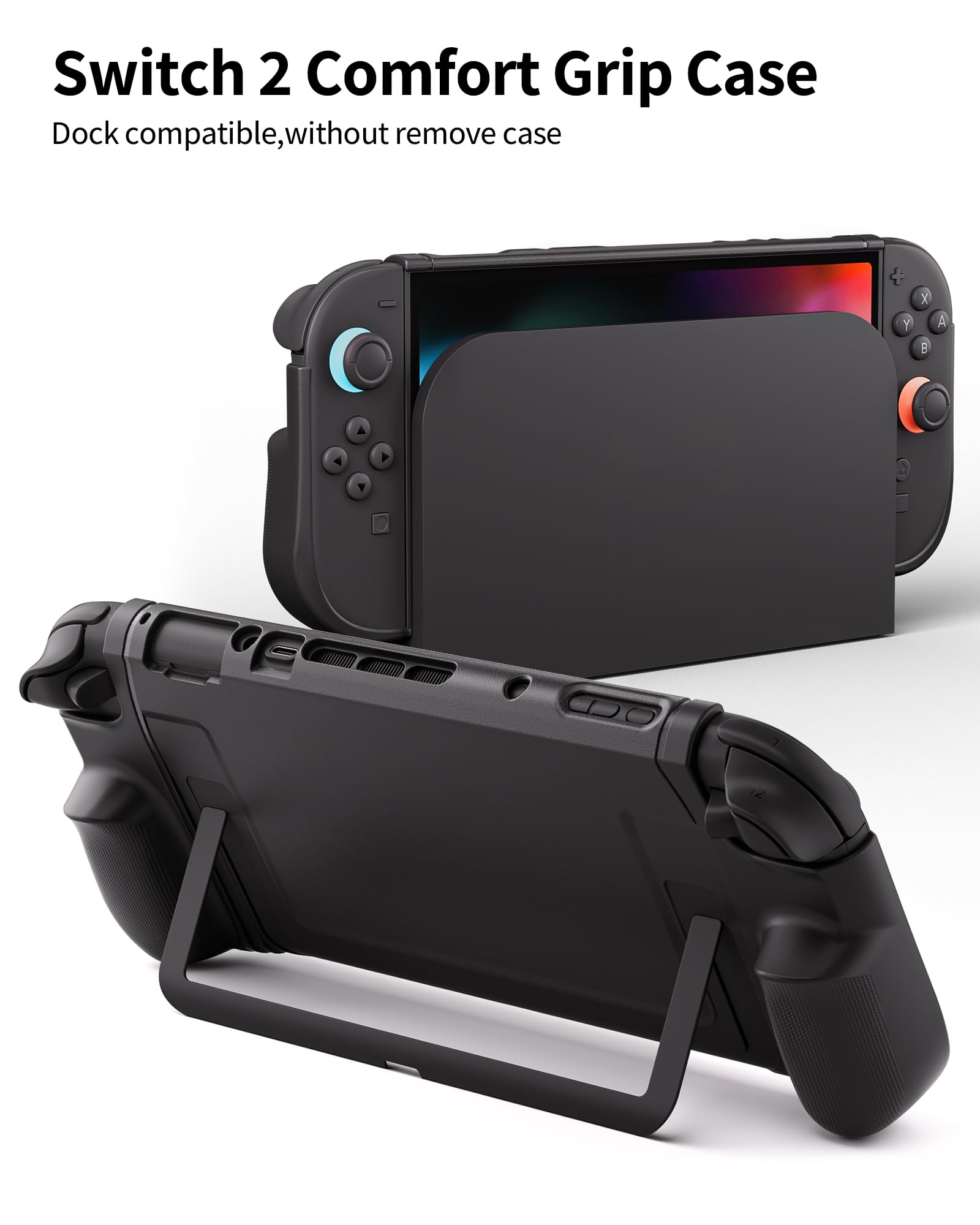 COOWPS Kit Accesorios 17 En 1 para Mando Pro Switch 2, Funda De Transporte Portátil, Protector Pantalla, Agarres para Joycon, Volantes, Estuche Tarjetas Juego Y Carcasa para Nintendo Switch 2 Consola