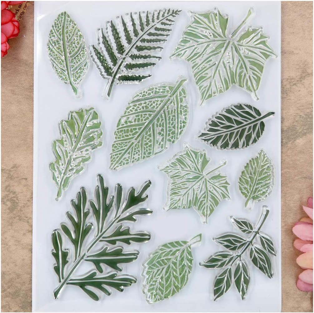 Kwan Crafts Leaves Clear Stamps for Card Making Decoration and DIY Scrapbooking