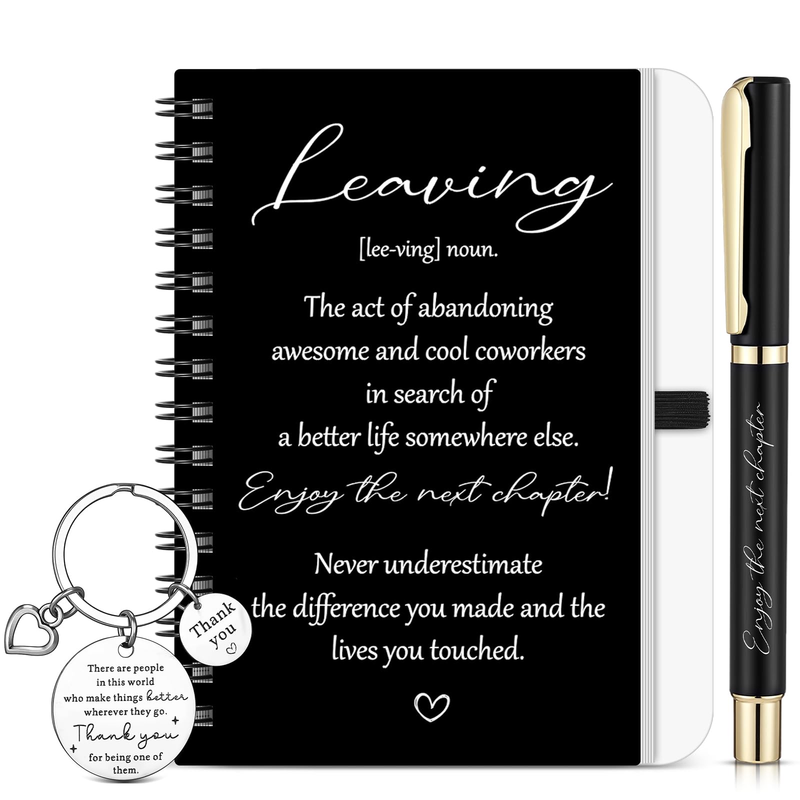 BBTO Teacher Leaving Gifts for Colleagues & Coworkers Employee Appreciation Thank You Gifts Spiral Notebook Keychain Pen New Job Present for Men Women Volunteer Team Colleague Nurse