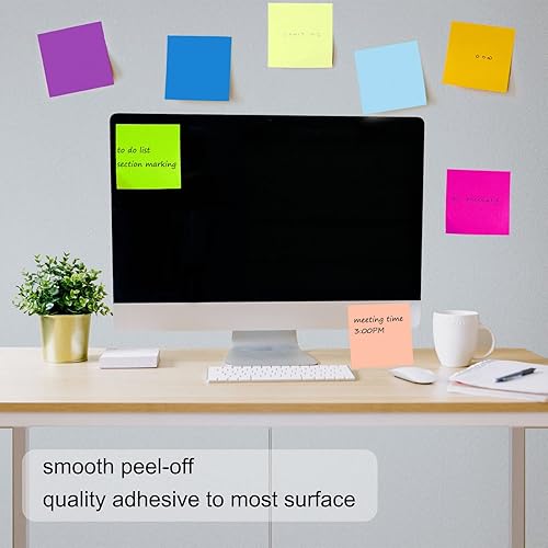 Miniatura 5 de Beieverluck Paquete de 48 notas adhesivas emergentes de 3 x 3 pulgadas, bloc de notas autoadhesivas coloridas para oficina, hogar, escuela, reunión,