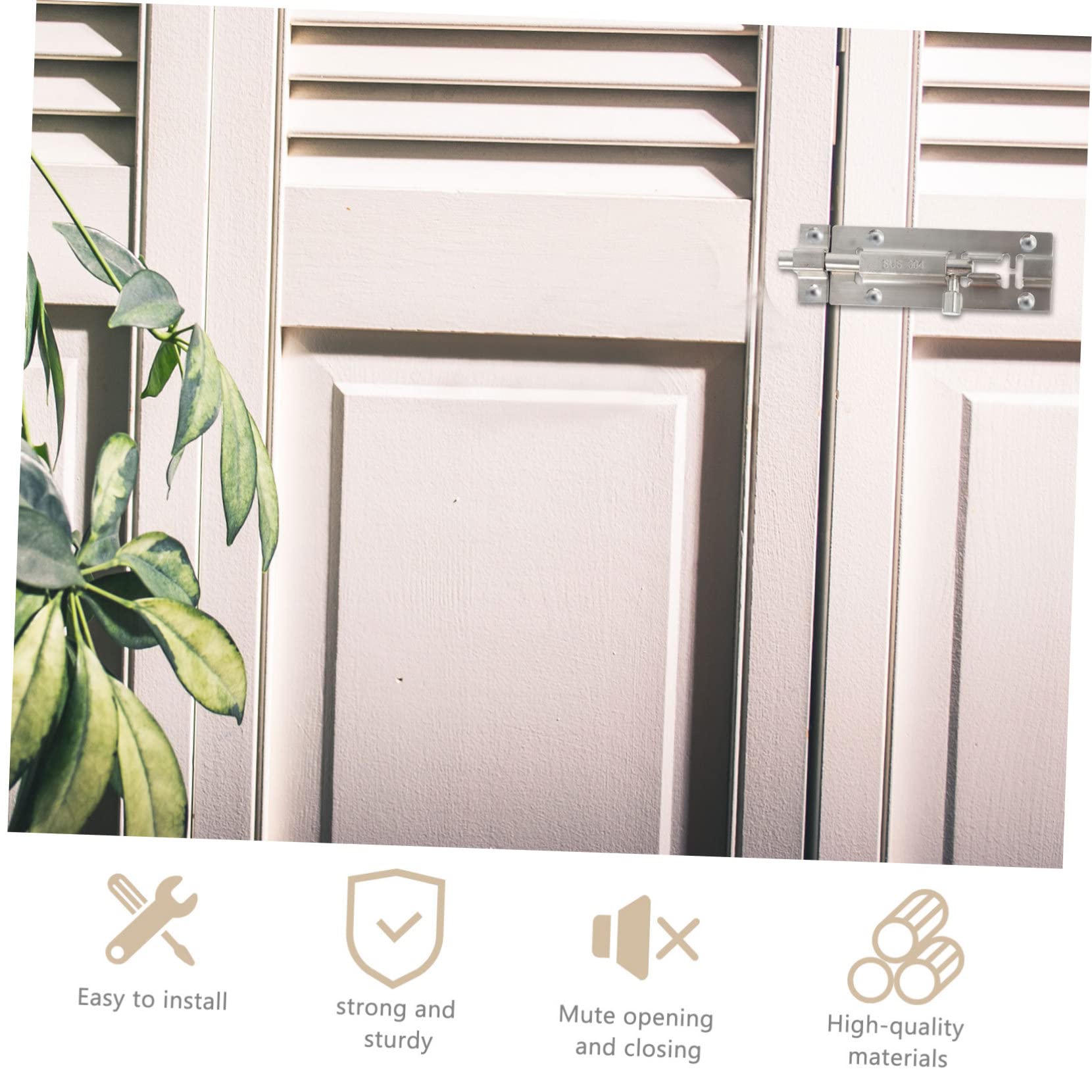 Artibetter 6pezzi Serratura Scorrevole Acciaio Inossidabile Per Sicurezza Di Porte e Armadietti Facile Da Installare e Resistente Alla Chiavistello Per Casa e Hotel