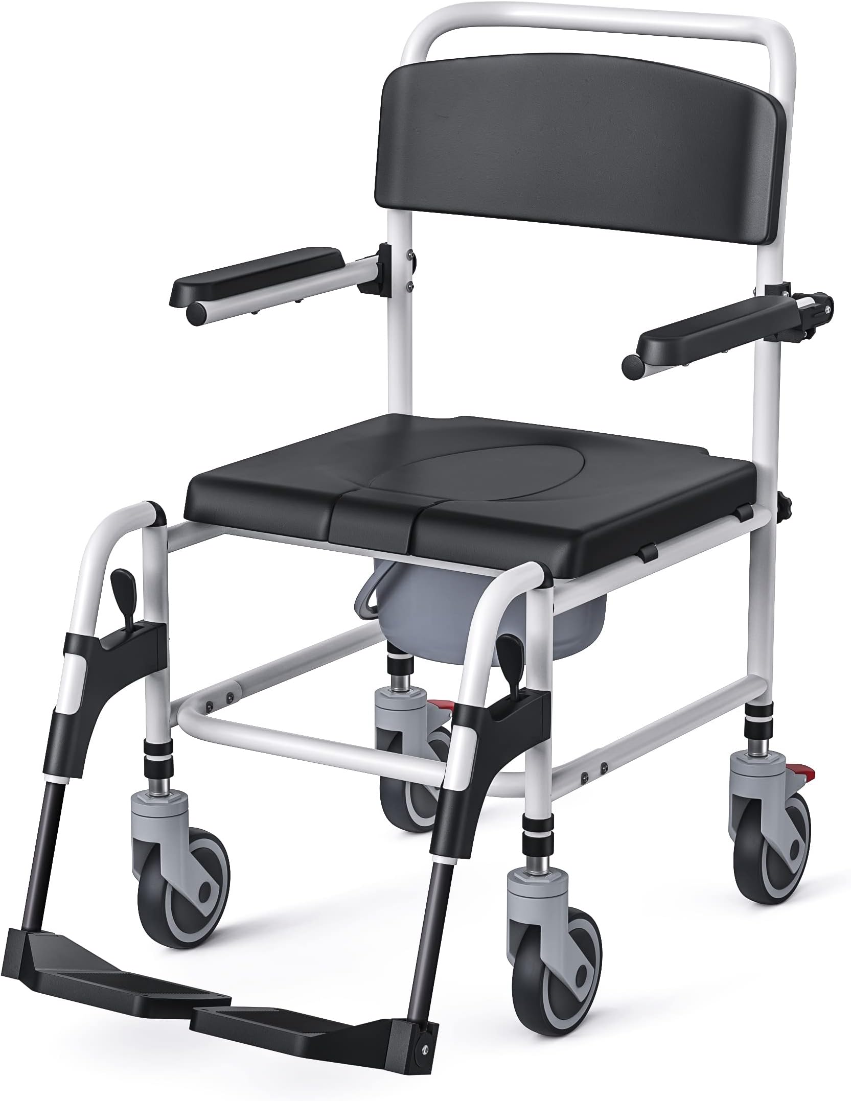Aiho Shower Wheelchair With Wheels Rolling Bedside Showe Chair Locking ...