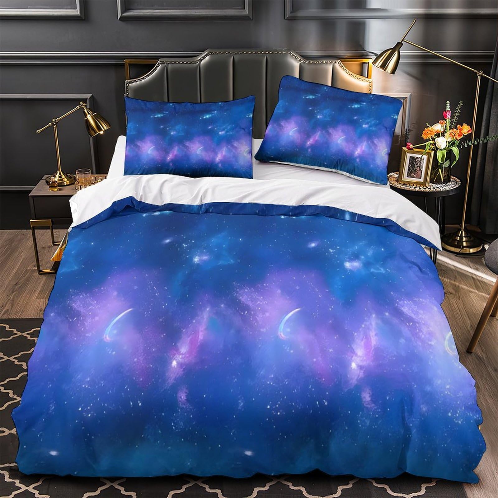 Linge de lit respirant contre allergies enfants motif cosmos 3D