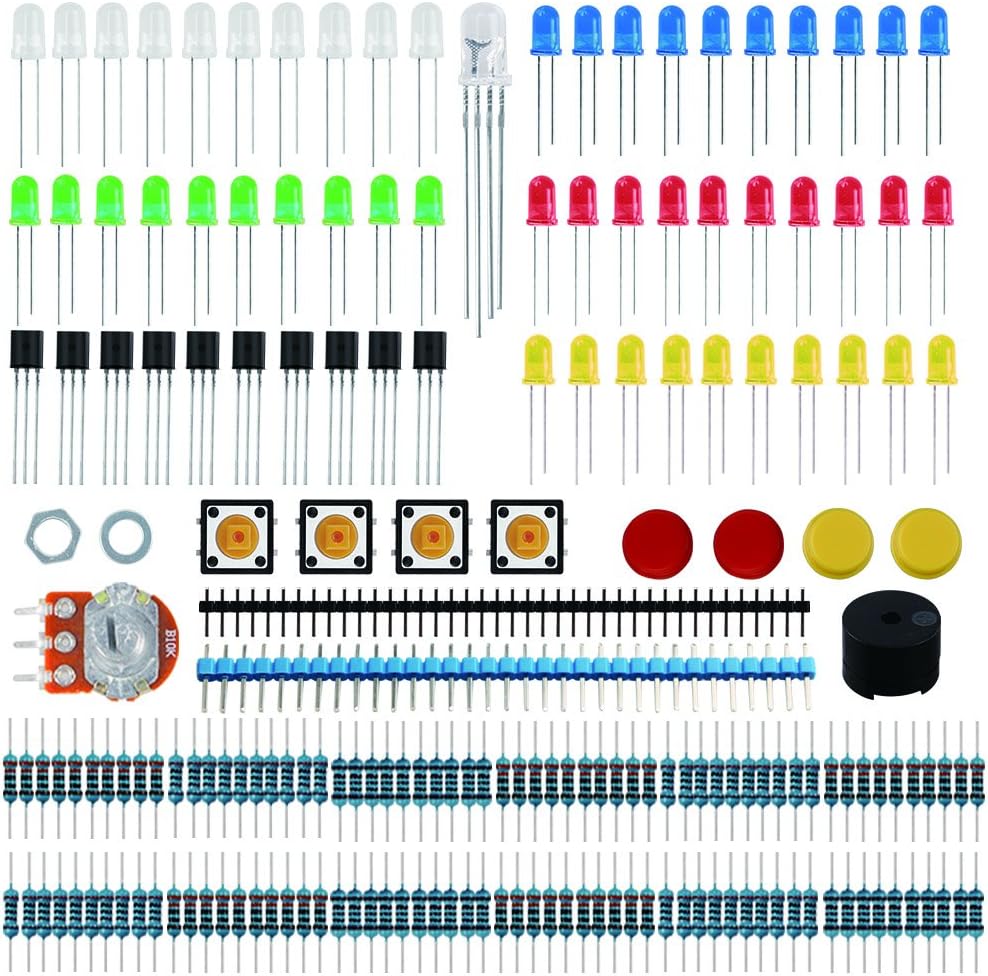 Keywish CP-L0 Electronic Component Basic kit with Resistor Transistor RGB Capacitor LED Buzzer Switch Potentiometer for Nano,MEGA2560, Raspberry Pi,STEM, Micro:bit