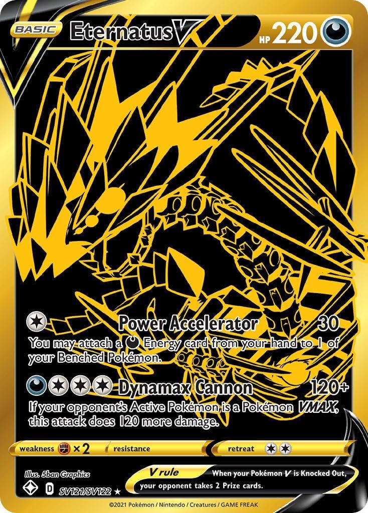 Amazon.com: Pokemon – Eternatus V SV121/SV122 – Shining Fates – Black &  Gold – Secret Rare – Single Card : Toys & Games