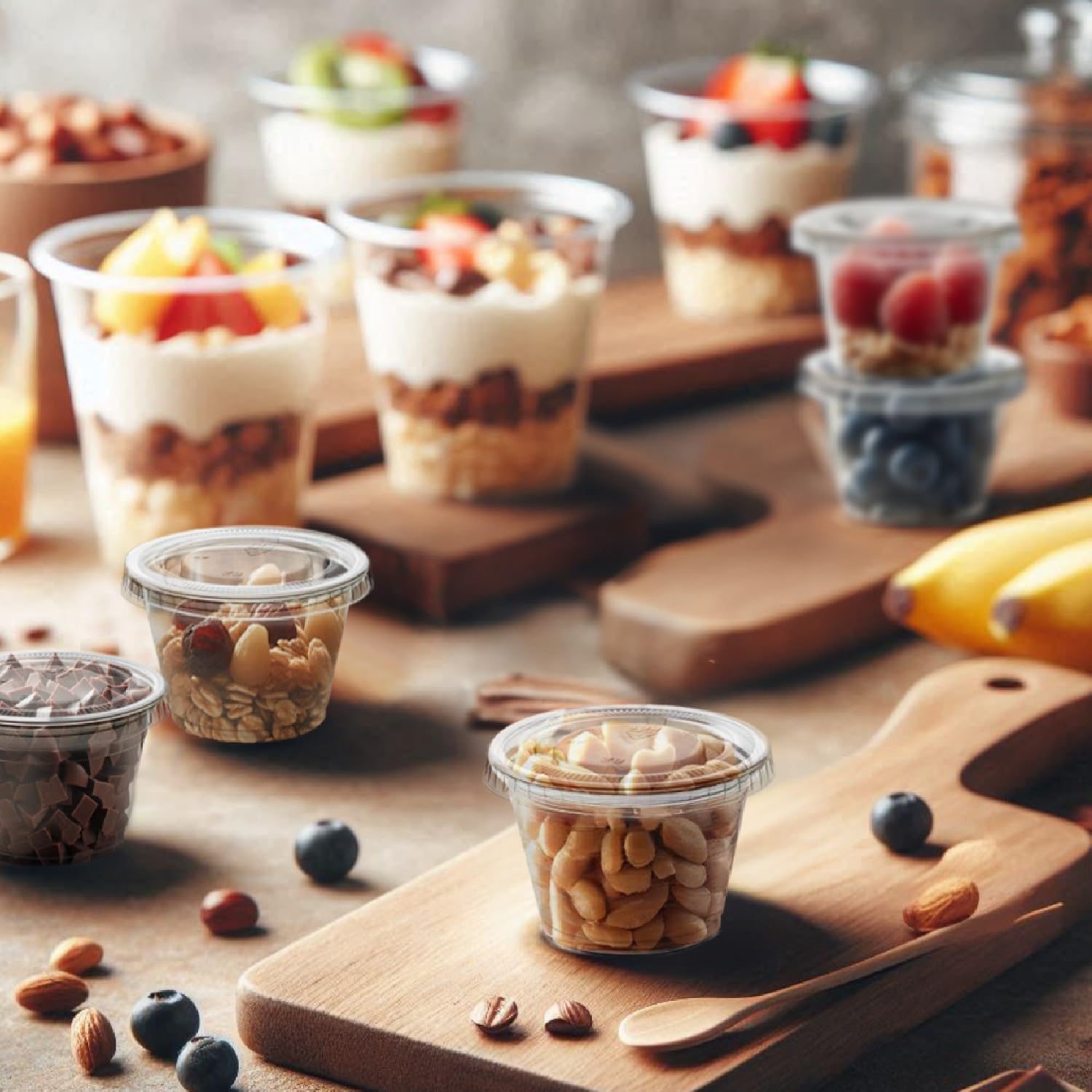 Party Essentials 2.5 oz. Squeezable Plastic Portion Cups with Lids, for Soufflé, Condiments, Sauces, Gelatin, Jello, 50 Sets, Clear 50 Count (Pack of 1) image 5 of 8 B002XSST64