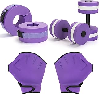 Water Aerobics Set for Aquatic Exercise, Pool Fitness Equipment Foam Water Dumbbell Set, New Upgrade Aquatic Dumbbells and Foam Swim Aquatic Cuffs, Water Workout Fitness Tool（Purple）