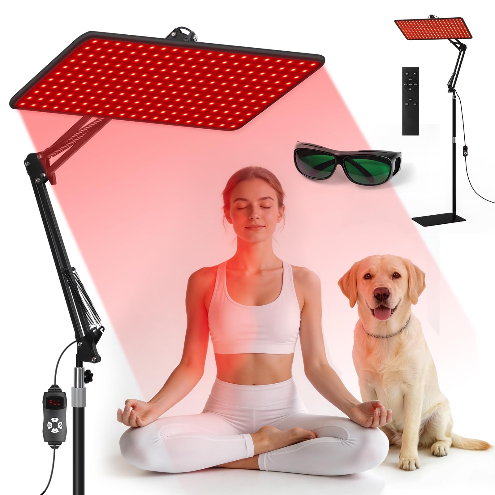 Morfone Lámpara de Luz Roja Cuerpo y el Rostro, Panel de Luz Roja con Tres Longitudes de Onda (660 nm, 850 nm, 940 nm) Panel Luz Infrarroja con Control Remoto Inalámbrico, No Produce Calor