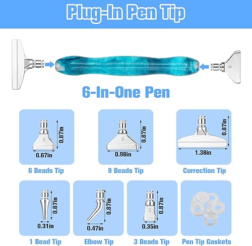 Miniatura 4 de ZYNERY Kit de 18 bolígrafos de pintura de diamante, puntas de metal y bolígrafos de resina, accesorios de herramientas de pintura de diamante con