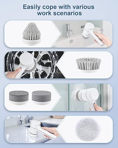 Miniatura 3 de YINGSL Limpiador eléctrico giratorio  Limpiador de ducha, baño eléctrico, para limpieza de bañera, piso, azulejos, ventana, fregadero, limpieza de