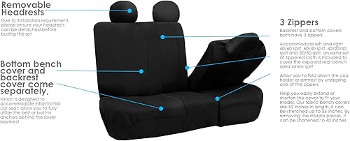 Miniatura 6 de FH Group Juego de tres filas llamativas fundas de asiento de coche de 7 plazas, compatibles con bolsas de aire y listas para dividir, ajuste