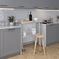 Vista 6 de AmGood Mesa de trabajo de acero inoxidable con protector contra salpicaduras de 1.5 pulgadas y ruedas NSF Mesa de preparación de alimentos