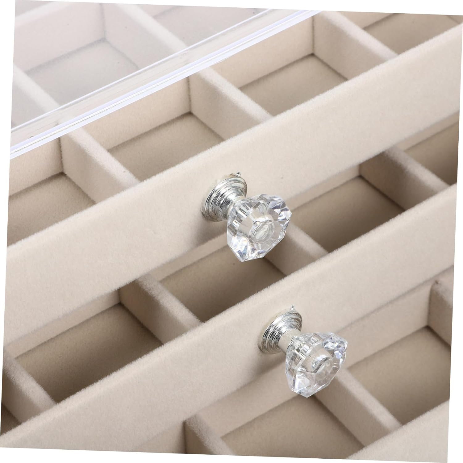 MAGICLULU 45グリッドジュエリーオーガナイザートレイ 透明蓋付きストレージボックス イヤリング ネックレス リング ディス