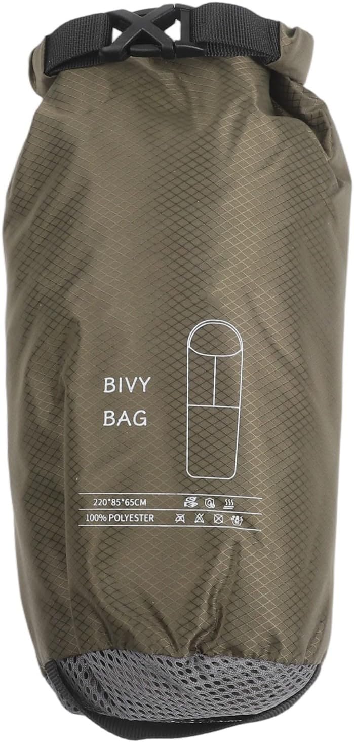 Ultralight Bivy Sack, Waterproof 70D Ripstop Polyester, Heat Reflective Sleeping Bag Liner for Camping Hiking Survival(Green)