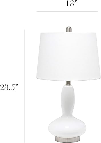 Miniatura 3 de Elegant Designs LT3315-WHT Lámpara de mesa contemporánea de cristal curvo, color blanco