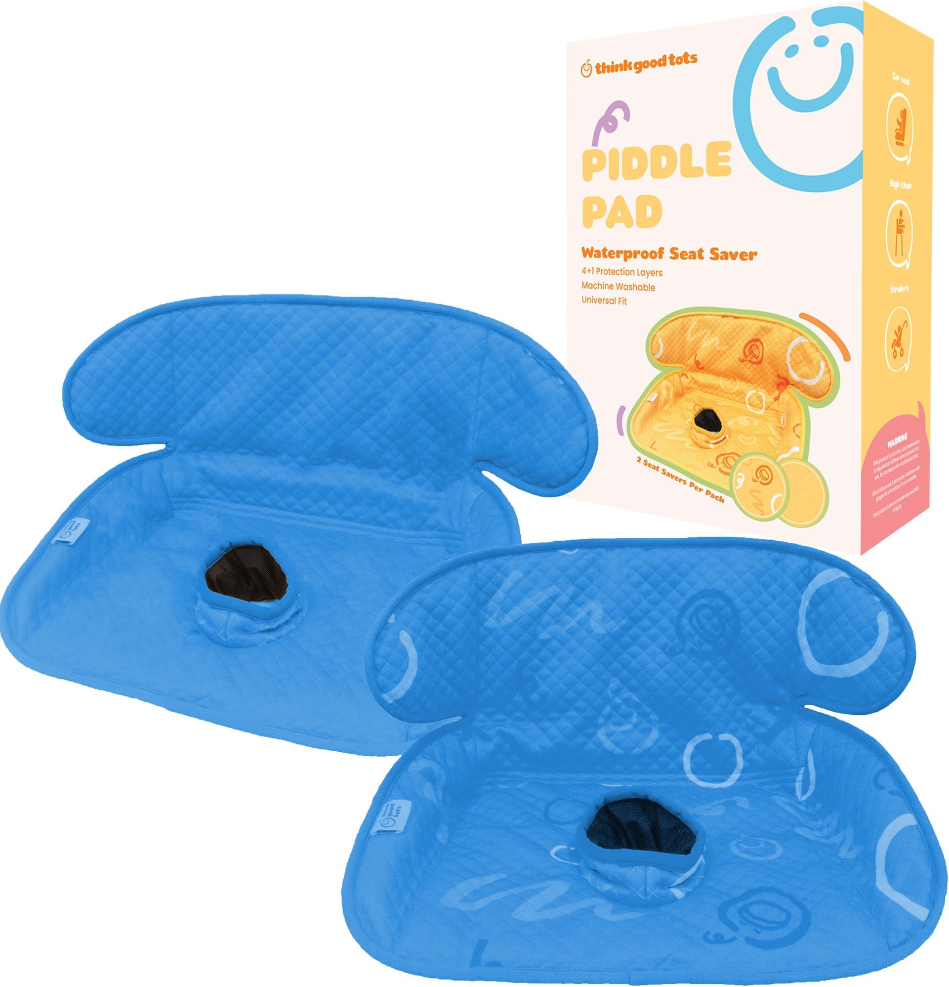 - Piddle Pad 2-Pack, Potty Training Car Seat Protector, Waterproof Toddler Car Seat Cover & Stroller Protector, Machine Washable, Anti-Slip, Universal Fit, Baby Essentials (Blue)