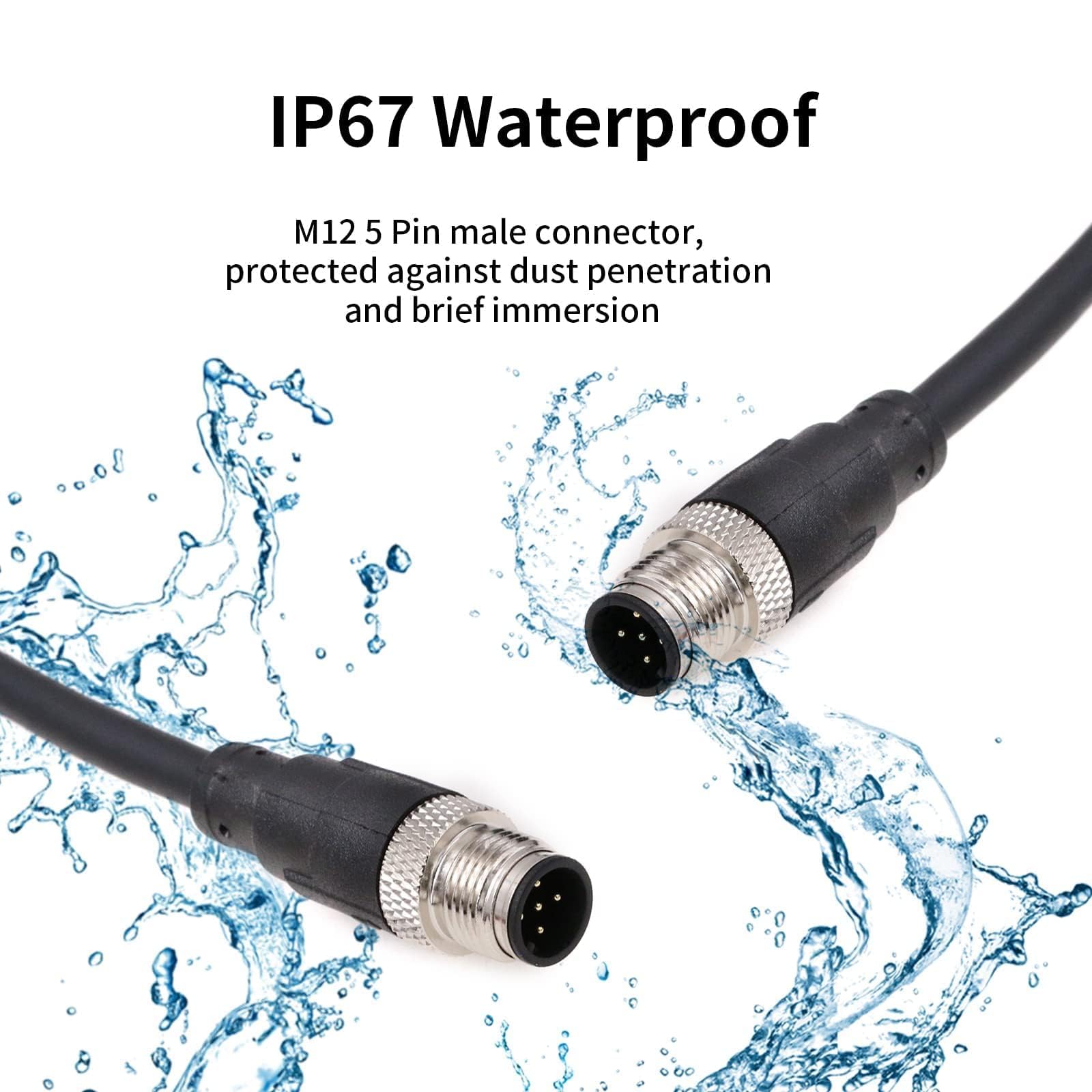 Eonvic Industrial M12 5 Pin Male to Female Aviation Sensor Connector Electrical PVC Cable 30M, Black, 30m US - Image 3