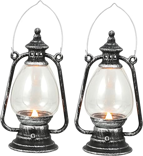 CUBTOL 2 faroles portátiles para camping, faroles de metal vintage, lámpara de aceite decorativa, lámpara de aceite, lámpara retro, decoración de