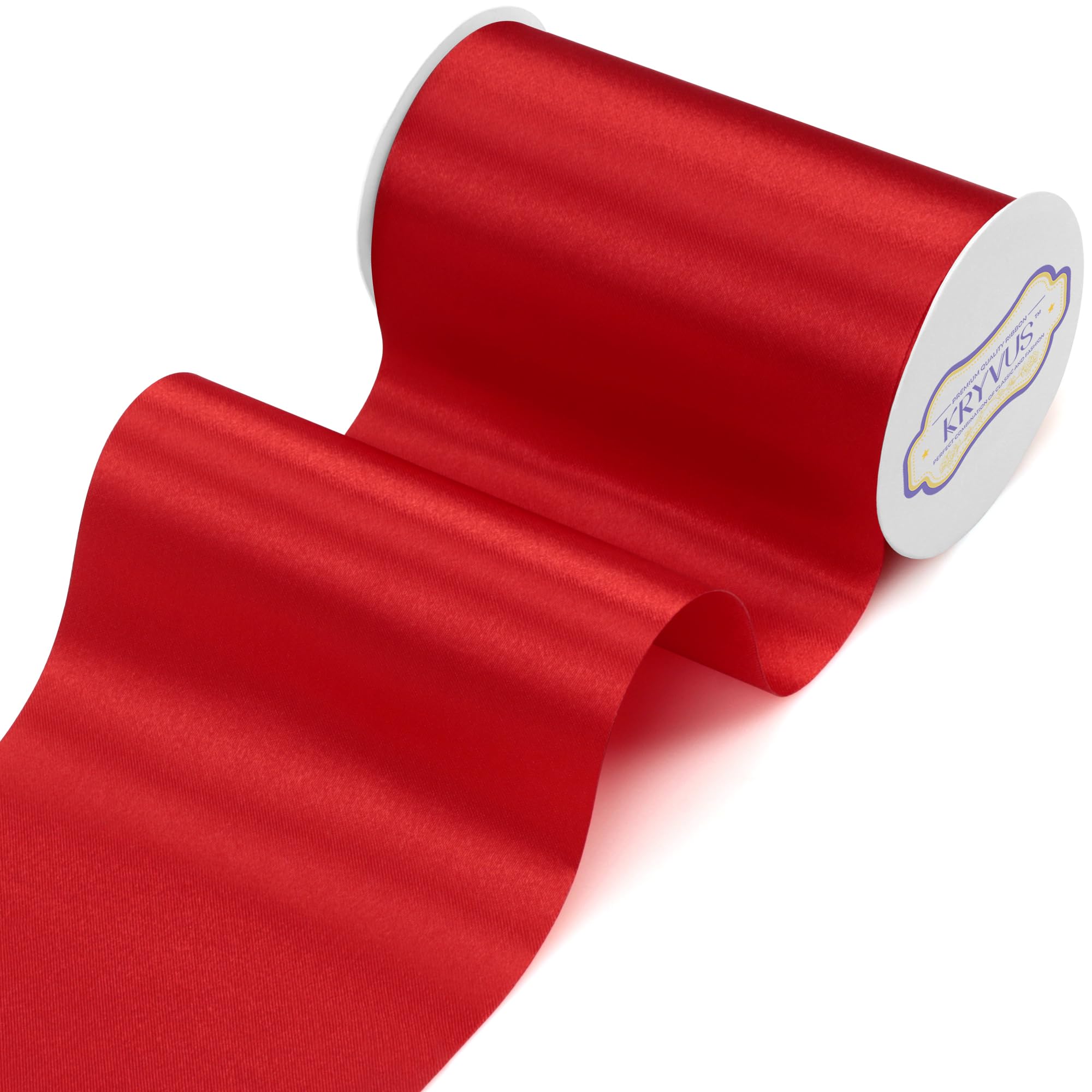 Kryvus Red Satin Ribbon, 100mm x 10M Wide Red Ribbon, Solid Large Ribbons for Cutting Ceremony Grand Opening