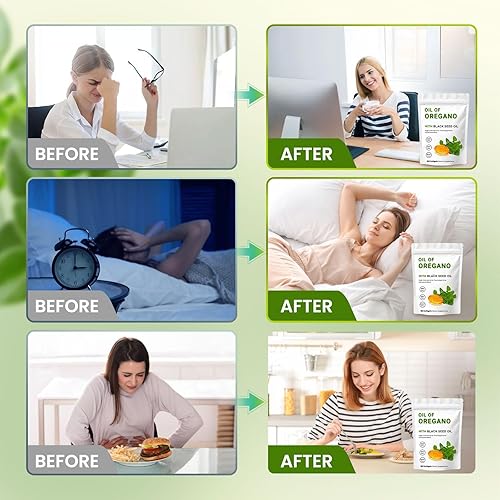 Miniatura 7 de Cápsulas de suplemento de aceite de orégano 2 en 1, cápsulas de suplemento de aceite de orégano orgánico, sin OMG, aceite de orégano y 200 mg de