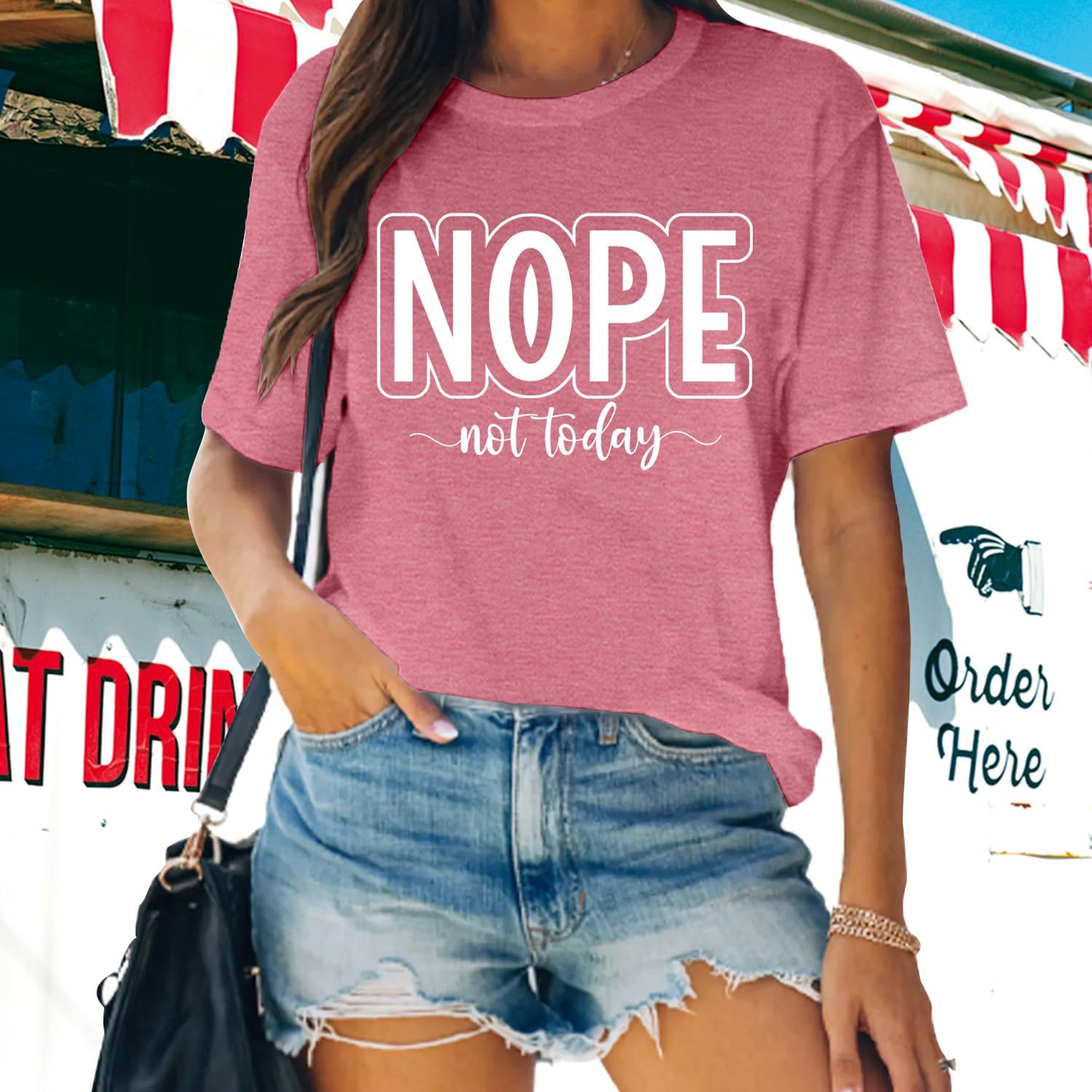 MAIHUN Women Nope Not Today Shirt Funny Saying Short Sleeve Summer Blouse Tee Top - Image 3
