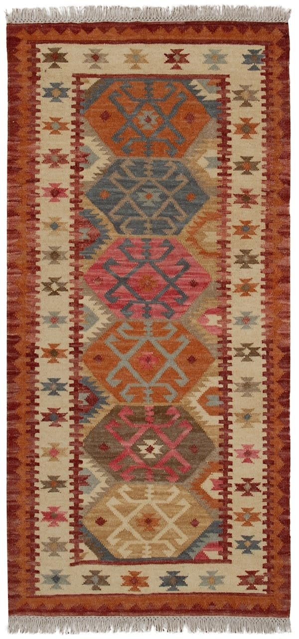 CarpetLiving*com Tappeto Passatoia Kilim KABAN - 180x60cm - Qualità Premium, Stile Classico Elegante - Runner per Corridoio, Ingresso o Scendiletto