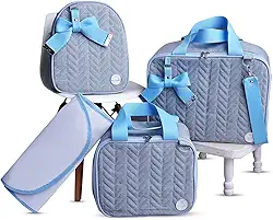 Kit de Bolsa Mala Maternidade 4 Peças Jeans