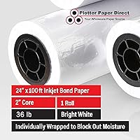 Vista 2 de Plotter Paper Direct (36 libras, recubierto, 1 rollo, núcleo de 2 pulgadas, 24 pulgadas x 100 pies) para impresión CAD en impresoras de chorro