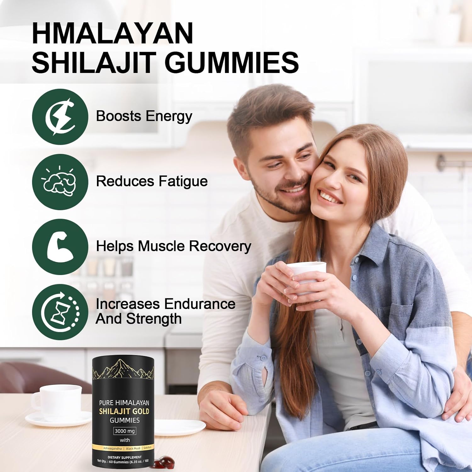 Shilajit Gummies, Pure Himalayan Shilajit Gummies Gold, Rich in Ashwagandha, Gokshura, Fulvic Acid & 85+ Trace Minerals, Suitable for Men and Women No Added Sugar Non-GMO 100% Natural Organic 60 Gummy - Image 5