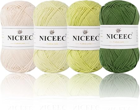 NICEEC 4 Skeins Cotton Yarn Soft Baby Yarn- Color 4