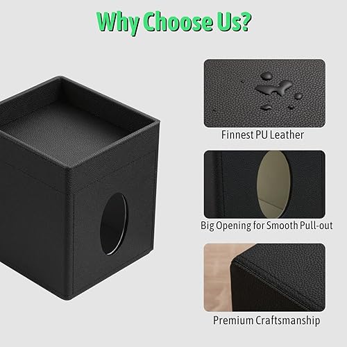 Miniatura 4 de Funda para caja de pañuelos, soporte cuadrado de piel sintética con bandeja de almacenamiento superior para bañoencimeramesita de nochemesa de