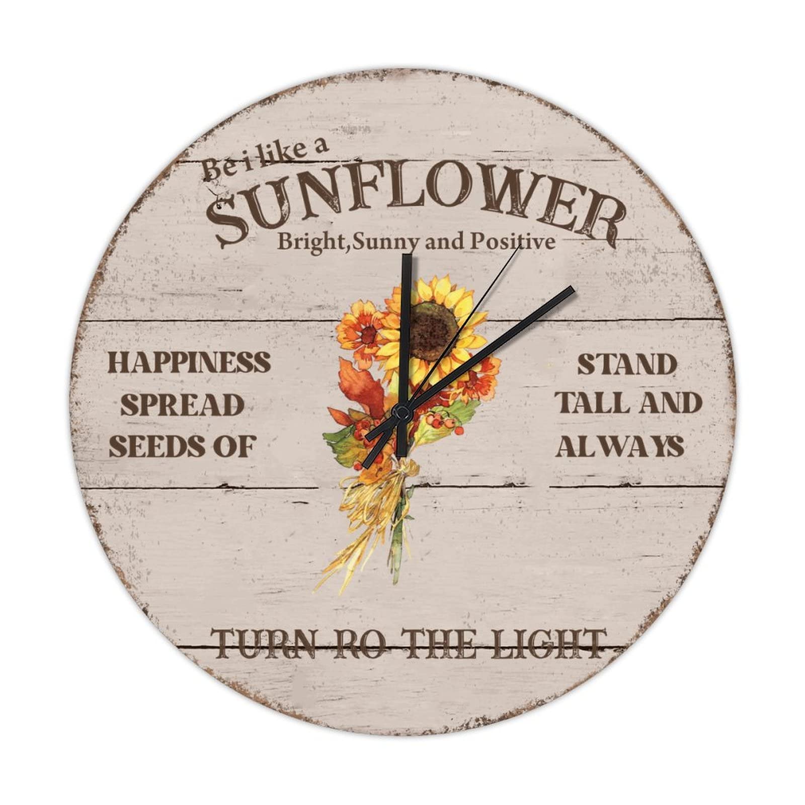 Horloge murale ronde en bois Sunflower 38 cm pour cuisine