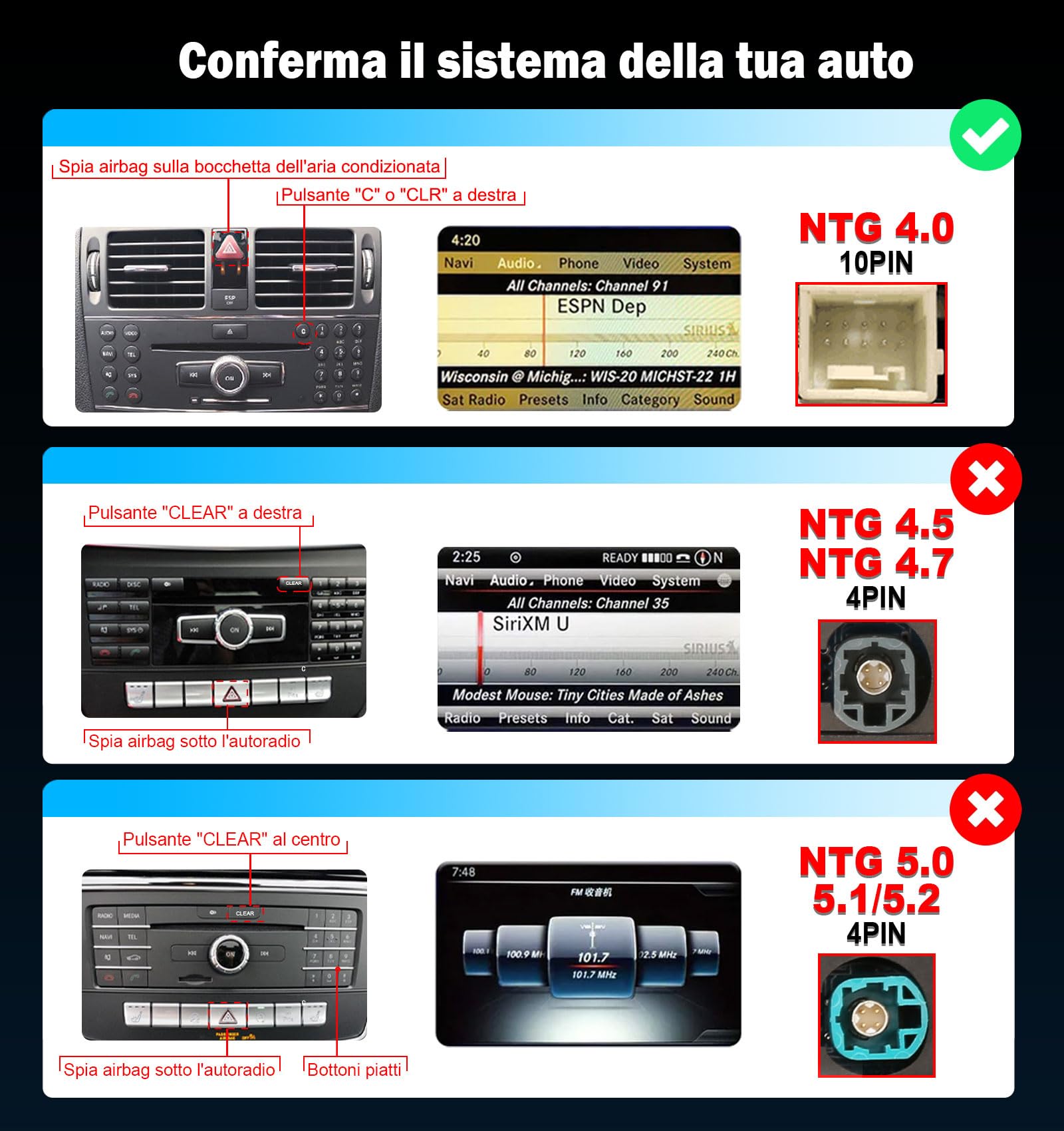 Erisin Qualcomm 8GB+128GB Android 16 Autoradio Bluetooth GPS Navigatore per Mercedes Benz Classe C W204 S204 2008-2010 NTG 4.0 12,3 pollici Schermo IPS CarPlay Android Auto WiFi DAB+ DSP USB Canbus