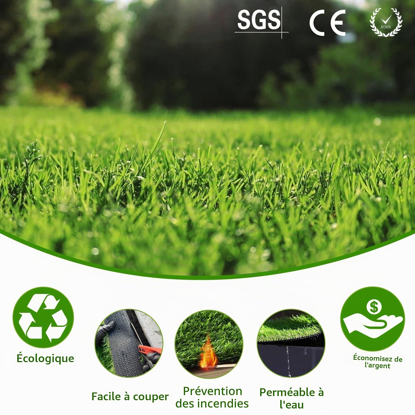 SunVilla Tapis de gazon artificiel réaliste pour intérieur/extérieur pour chiens, 3 x 4 m, tapis d'apprentissage de la propreté et remplacement pour jardin, pelouse, paysage, terrasse, fausse herbe