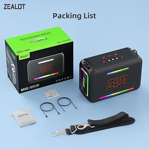 Miniatura 9 de ZEALOT Altavoz Bluetooth de 120 W, altavoces inalámbricos IPX6, resistente al agua, altavoz Bluetooth con luz LED, tiempo de reproducción de 40