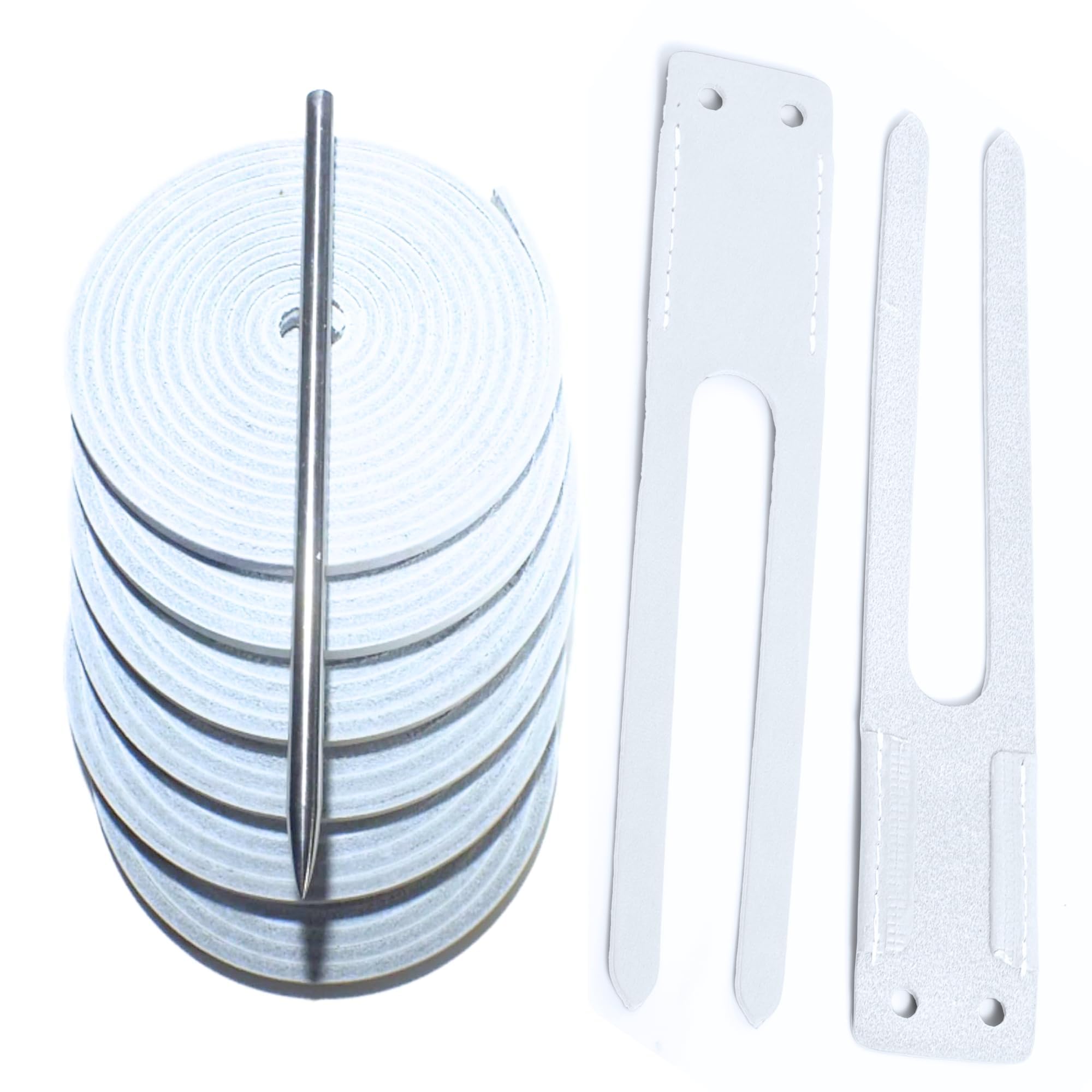 TOFL Baseball Glove Lace Kit | 6 Leather Glove Laces, a Lacing Needle, Set of Thumb & Pinky Straps | Heavy Duty Cowhide for Baseball & Softball Glove Relacing Kit | White