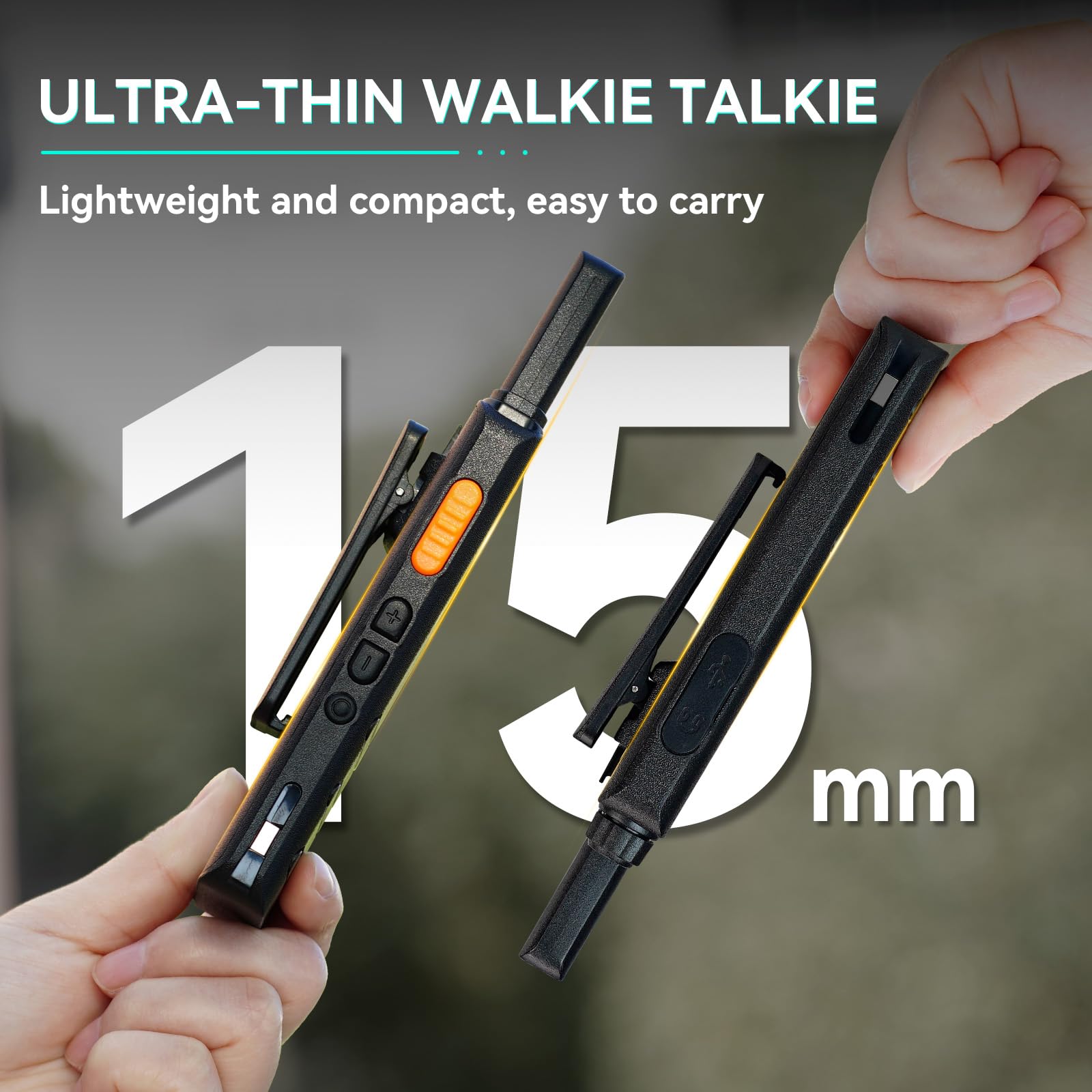 Retevis B63S Walkie Talkie Rechargeable, PMR446 15 mm Slim 2 Way Radio, New Version of RT622P (3.0), USB C, LCD Screen, VOX, 103g Handheld Professional Walkie-Talkie for Camping Family (2 Pcs, Black) — view 4