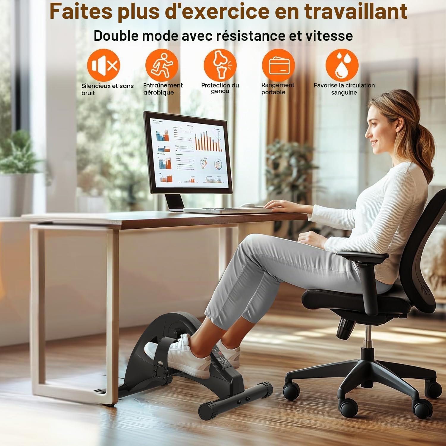 Pédalier électrique Pédales Statiques Personnes âgées Automatique, 6 Niveaux de Vitesse, Télécommande avec Moteur Silencieux pour Jambe Réhabilitation