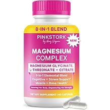 Pink Stork Magnesium Complex for Women - 8 Forms Including Glycinate, Malate, Citrate & L-Threonate - Stress, Sleep, Muscle & Hormone Support - 400 mg Elemental Magnesium - 60 Vegan Capsules