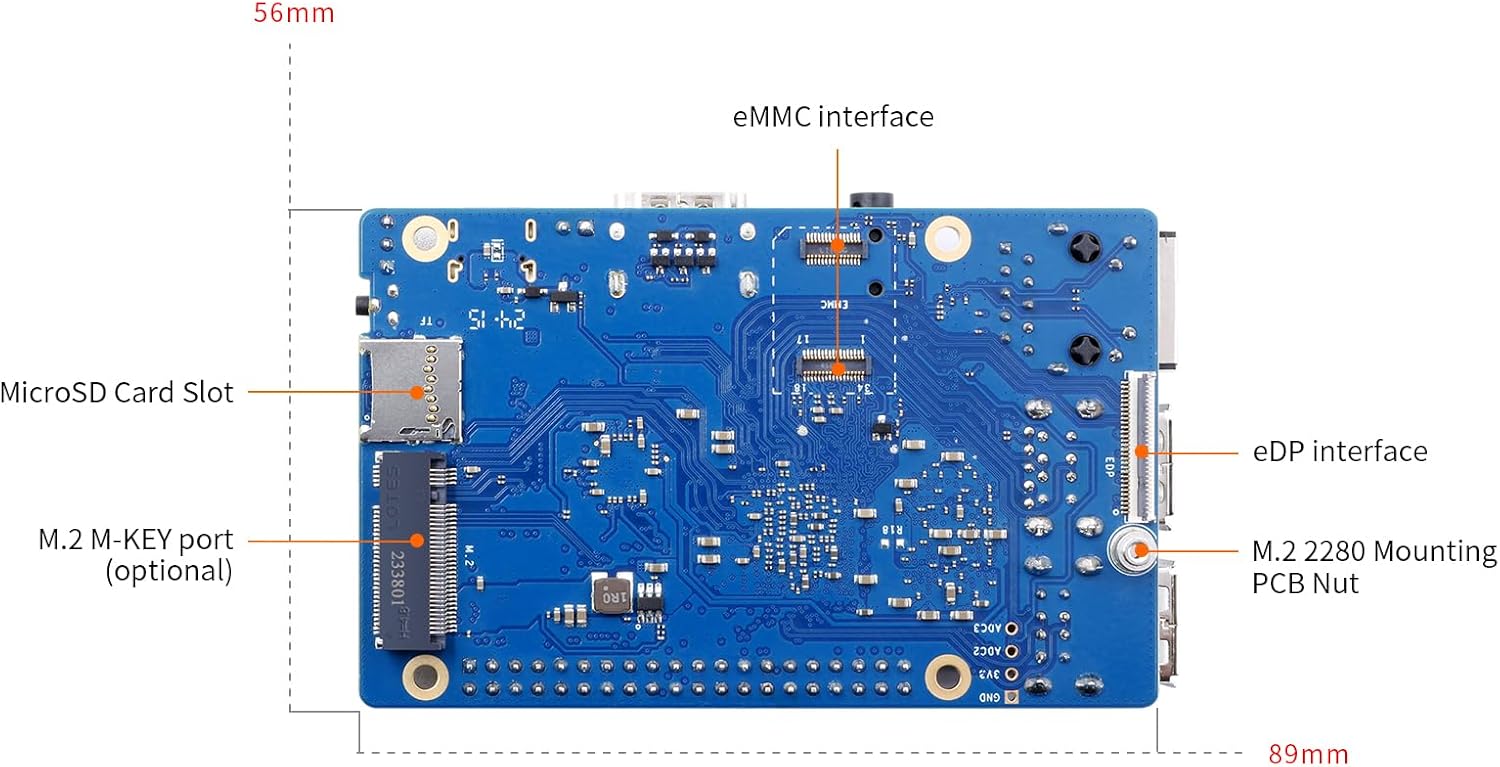 Orange Pi 3B 4G V2.1 Version RK3566 Quad Core 64 Bit Single Board Computer, 1.8 GHz Frequency WiFi Bluetooth Open Source Board Run Orange Pi OS, Android, Debian, Ubuntu, OpenHarmony (Pi 3B 4GB)