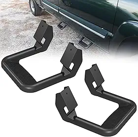 Estribos Laterais Universais Em Alumínio Para Caminhonetes, Compatíveis Com Jeep, Ford F150, Dodge Ram E Chevy Silverado, Com Revestimento Em Pó Preto,pct Com 2un (Instruções Inclusas)