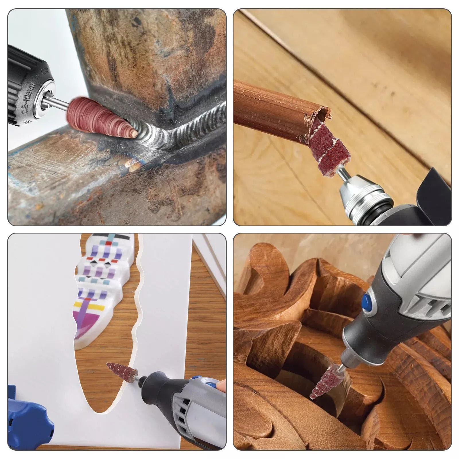 Abrasive Flap Wheel Sander 1/8 inch Round Shank for Drill Grinding Polishing, 60PCS