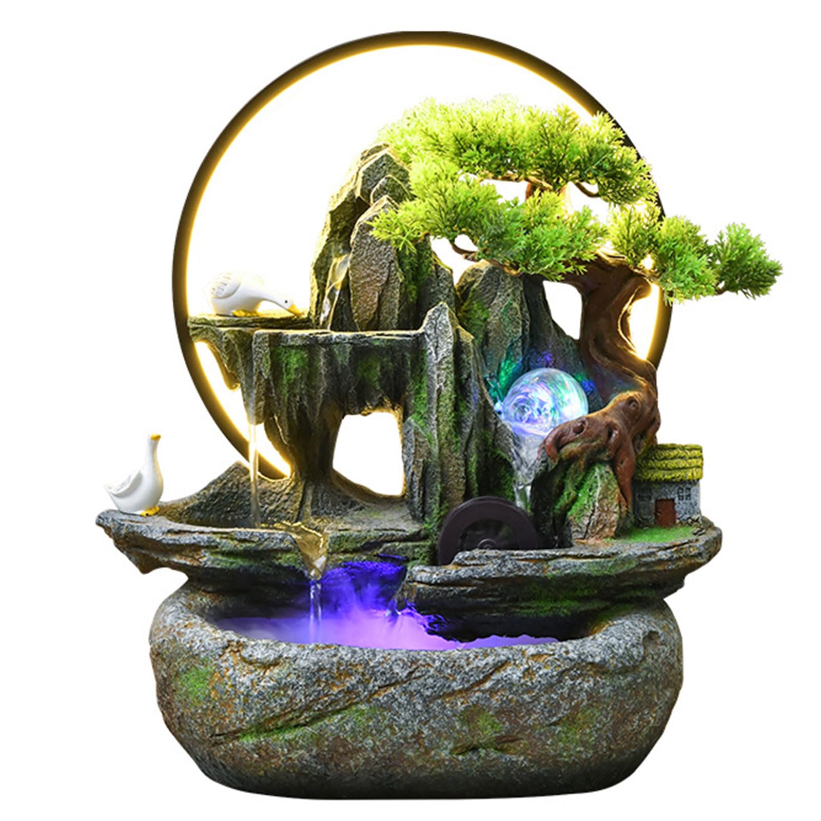 DECORN Rockery Waterfall Tabletop Fountain for Relaxation,