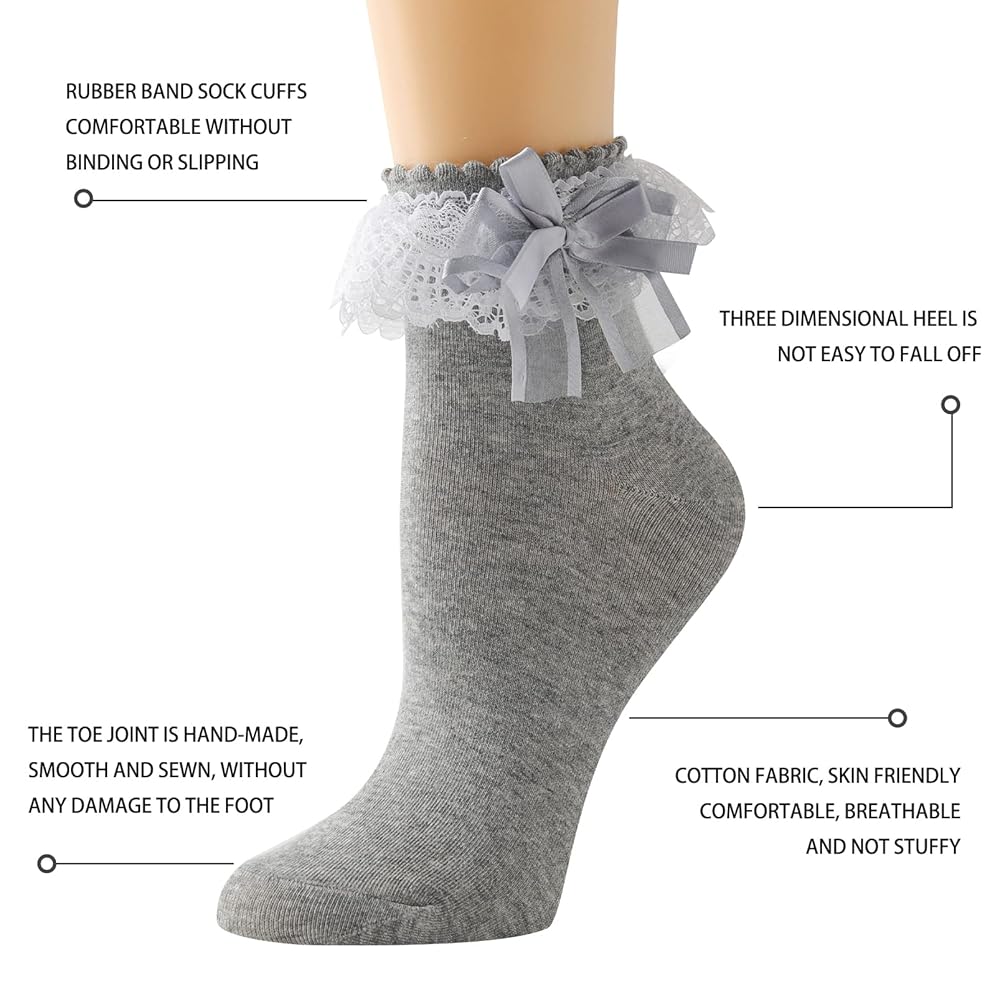 Amazon.com: AMHRLINGTO Lace Ruffle Frilly Socks for Women