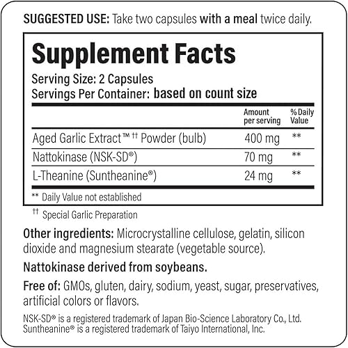 Miniatura 3 de Fórmula 109 de Kyolic, extracto de ajo envejecido capsulas para la salud y la presión arterial, 109-42, 1, 1